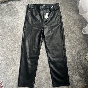 Express Modern Straight Super high rise black coated jeans